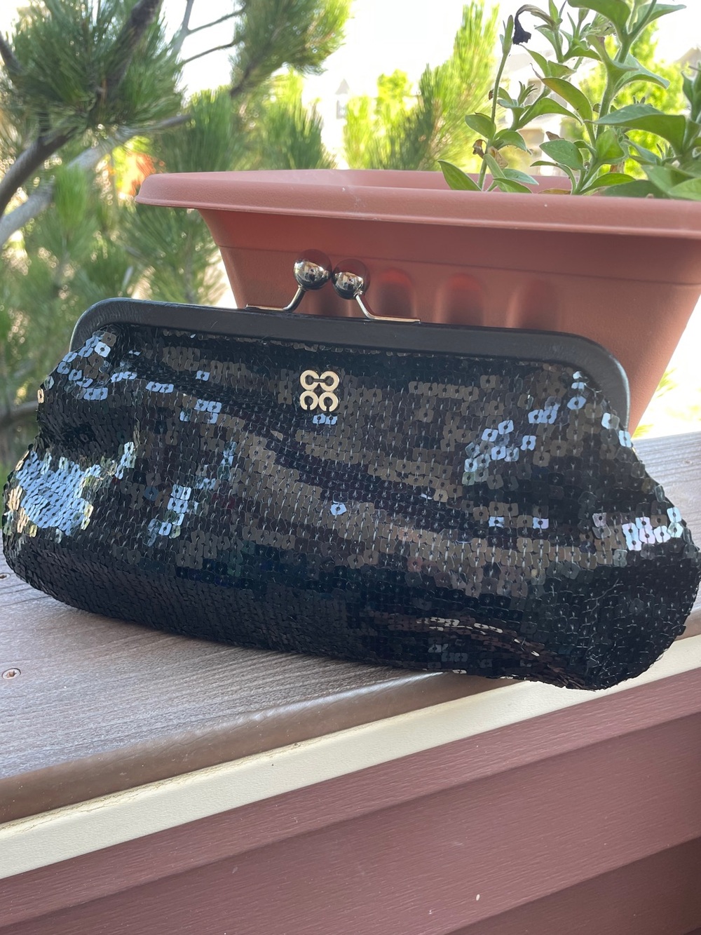 Coach Julia Special Edition black sequin kisslock frame bag